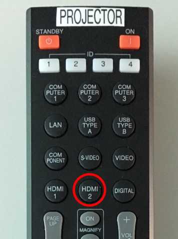 Enlarged view: remote control for projector