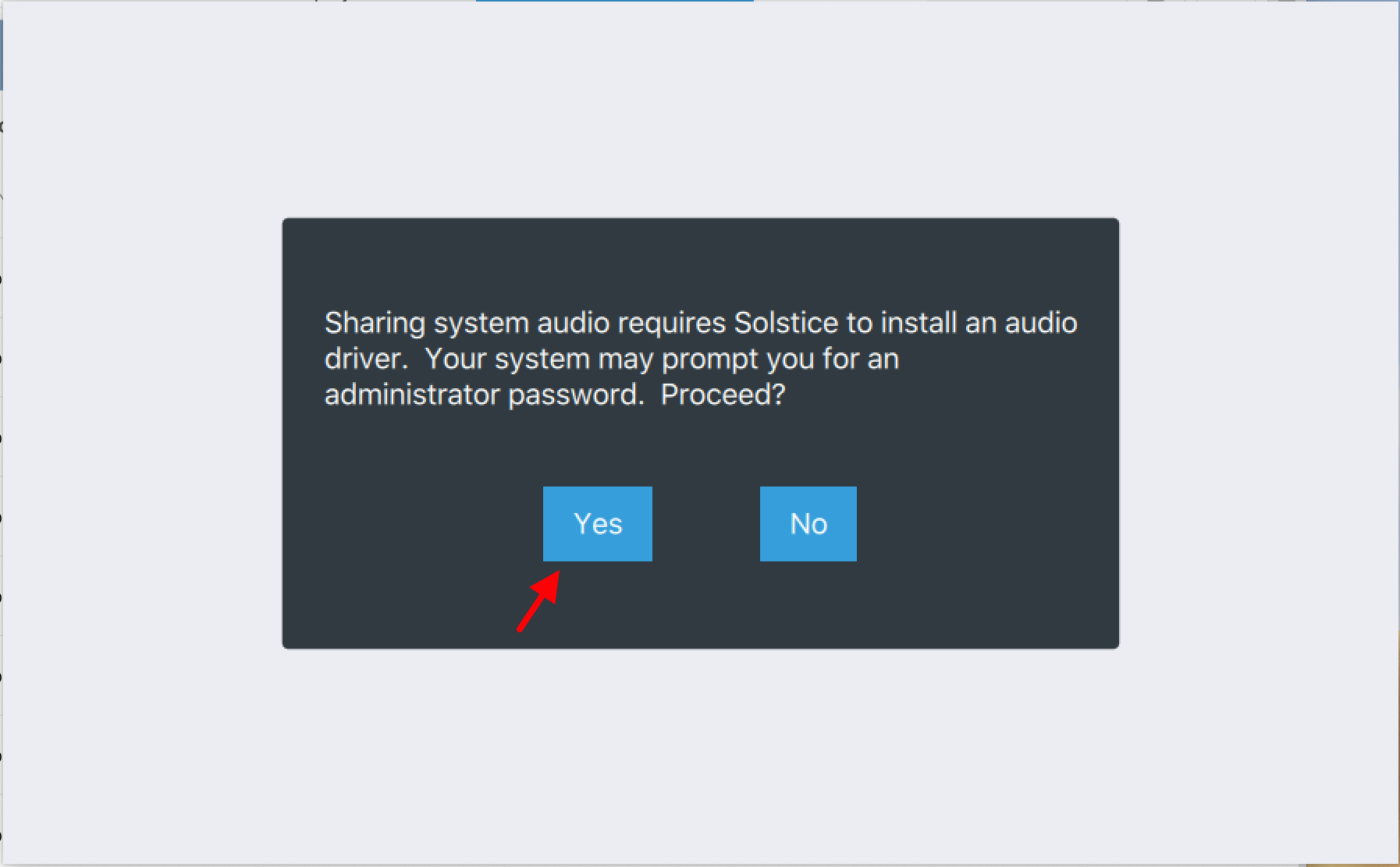 Enlarged view: Figure 8a: Solistice App on macOS, audio driver installation