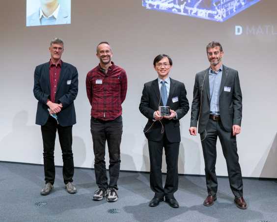 Award Ceremony (from left to right): Prof. Manfred Fiebig and Prof. Eric Dufresne (comittee), Prof. Sheng Xu (prize winner), Prof. Pietro Gambardella (head of the department)